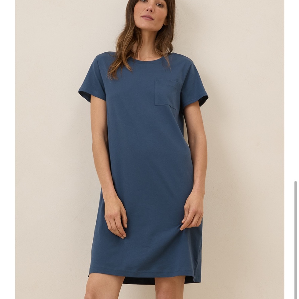 Pact Blue Short Sleeve Mini Dress